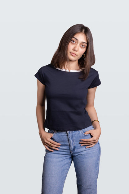 Classic Black Fitted Crop Top