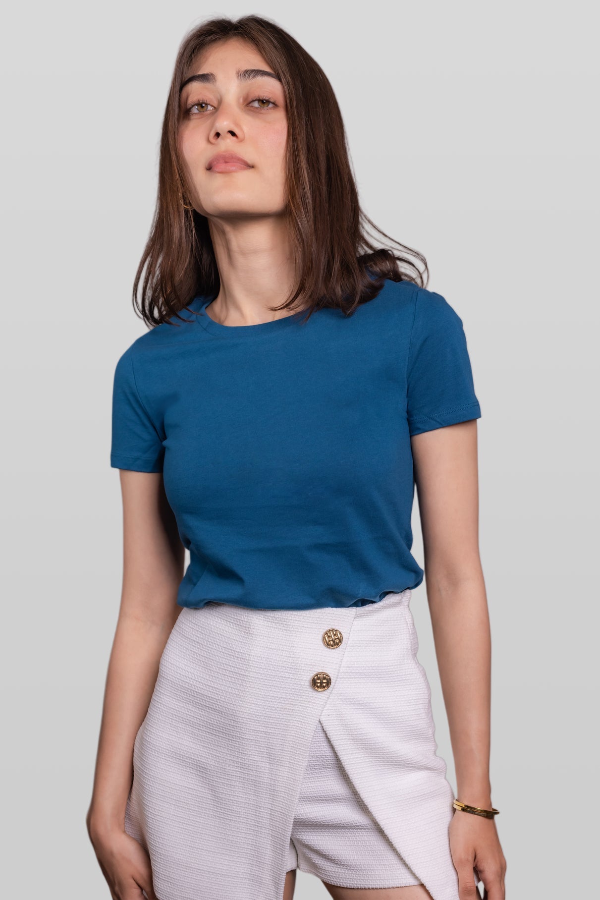 White Textured Wrap Mini Skirt